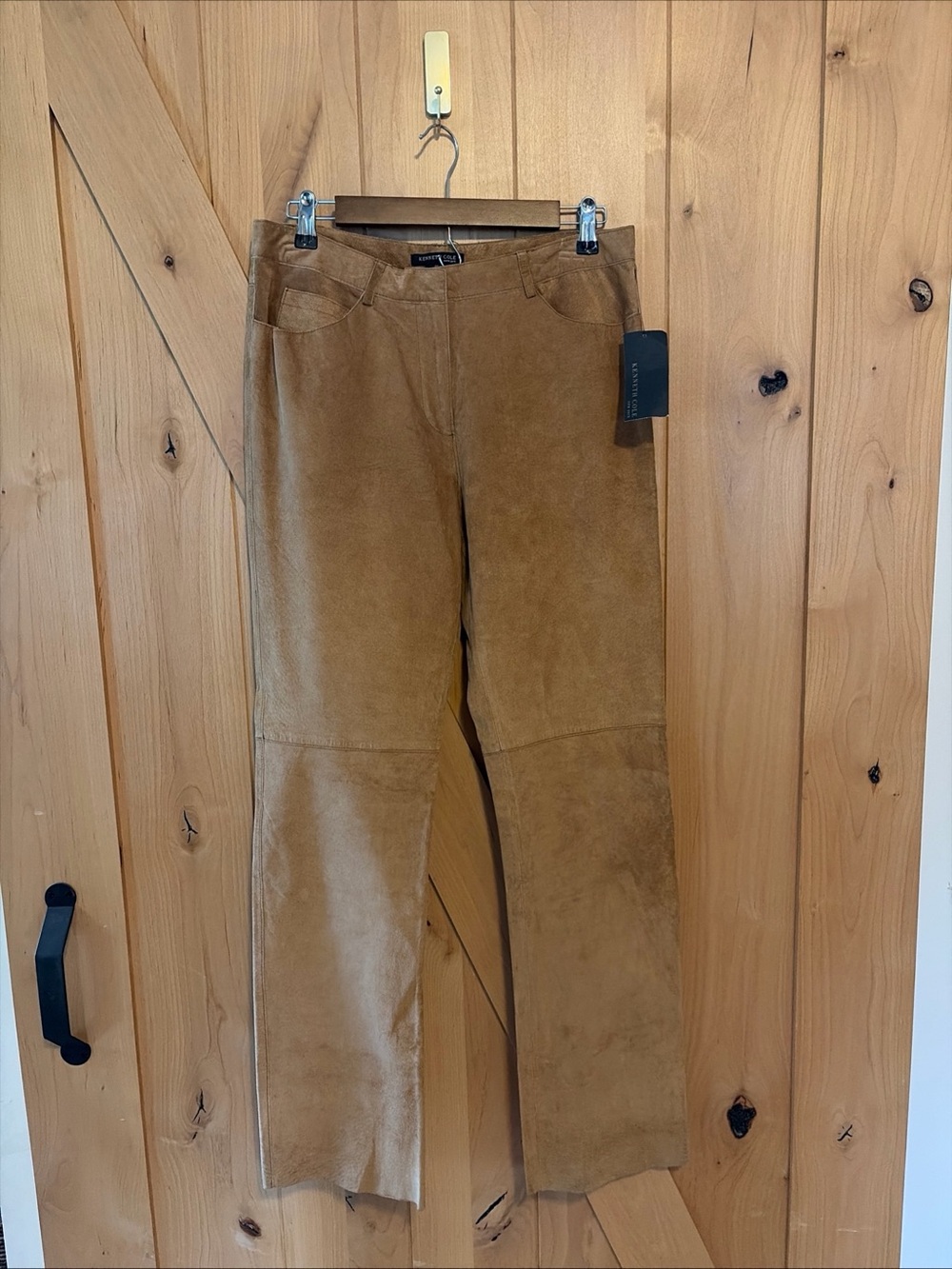 Vintage Y2K KENNETH COLE Genuine Suede Leather Straight Leg Pants NWT 10 Boho